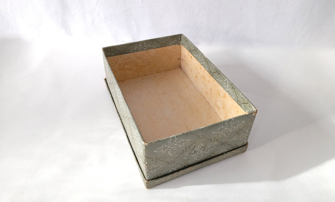Vintage Green Rectangular Cardboard Box. Vintage Button Box Etsy