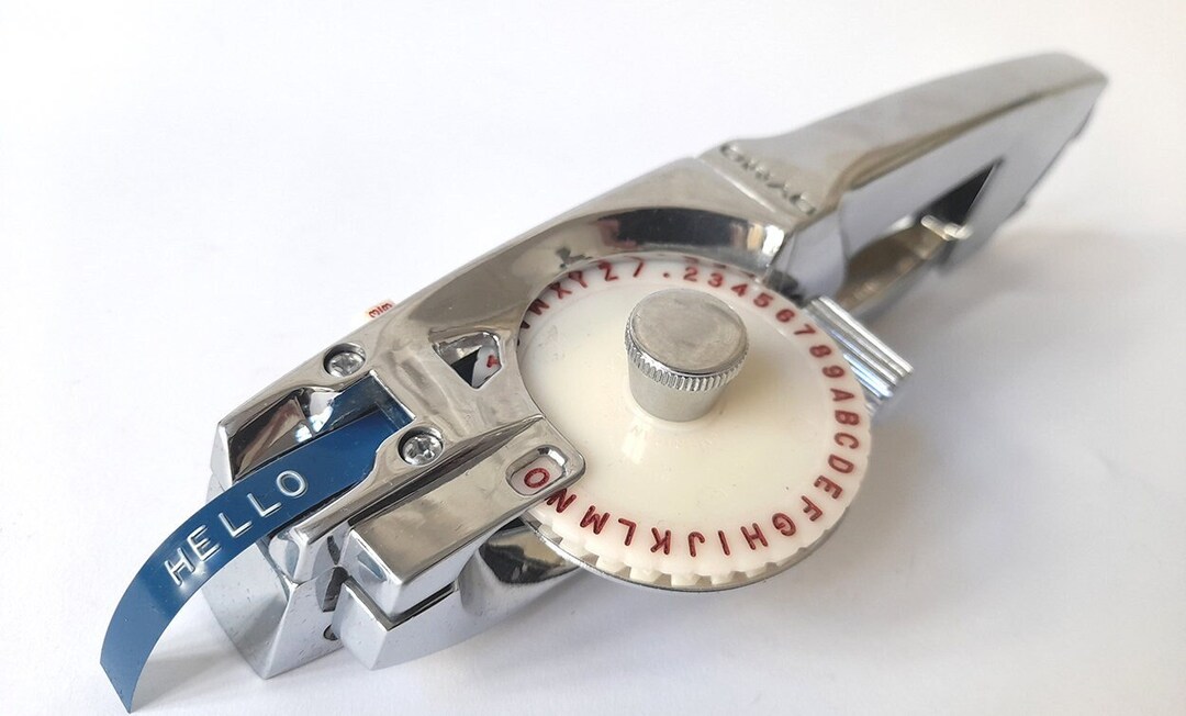 Vintage Industrial Chromed Dymo Labeling Machine From 70's in Original Box. Vintage Dymo Label