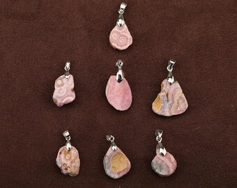 Natural Argentina Rhodochrosite Pendant - Pink Round Gemstone Boho Pendant, Randon Delivery