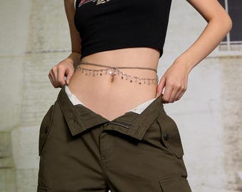 Dainty Star Waist Chain | Stainless Steel Body Jewelry | Adjustable Festival Belt | 27.4 + 10.2 Inches Chain