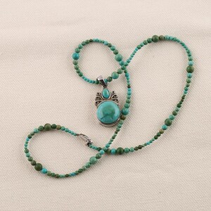 Handmade Turquoise Necklace, Sterling Silver Teardrop Pendant, Bohemian Beaded Necklace, Southwestern Style Jewelry
