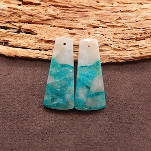 Boucles d&#39;oreilles perles trapèze en chrysocolle naturelle, paire de boucles d&#39;oreilles percées pour modèle de bijoux, 26 x 11 x 4 mm, 4,2 g-H675