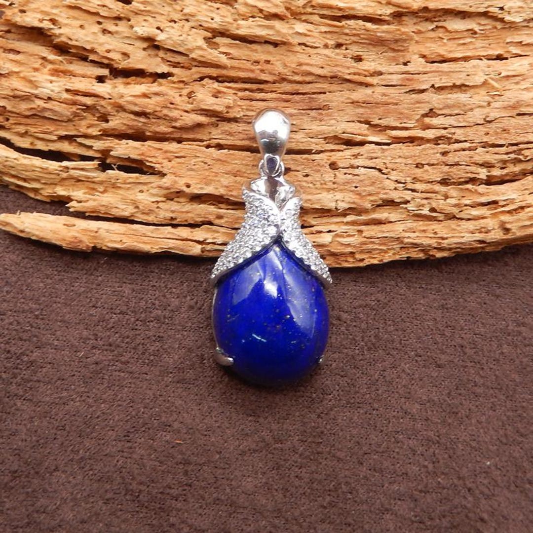 Natural Gemstone Lapis Lazuli Teardrop Flatback Statement Pendant ...