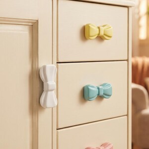 Bowknot Cabinet Pull, Ceramic Bow Drawer Handle, Brass Dresser Hardware, Kids Room Furniture Pull, Nursery Decor, Cute Cupboard Handle