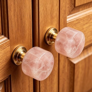 Natürliche Edelstein & Messing Schrank Knöpfe - Rosenquarz Amethyst Tigerauge Schubladenknäufe - Luxus Kristall Möbelbeschläge - Stein Griffe