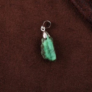 Raw Emerald Pendant: Chunky Wire Wrapped Gemstone Bead