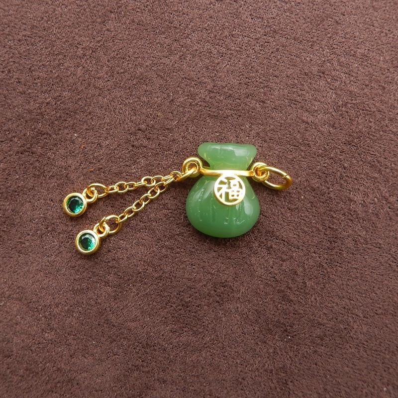 Groene ketting met Afrikaanse jade en handgeschilderde hanger - Art by Daan
