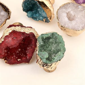 atural Geode Cabinet Knobs - Crystal Drawer Pulls - Raw Stone Furniture Hardware - Druzy Quartz Door Handle - Boho Home Decor - Set of 1