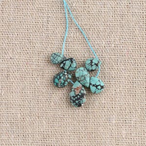 Genuine Turquoise Lot, 7PCS Natural Stone Cabochons, Handmade Jewelry Supplies, Matching Water Drop Cabs for DIY Earrings
