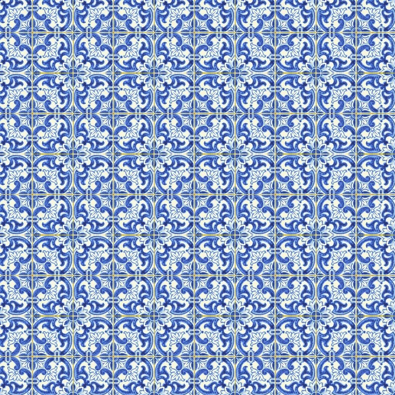 Blue Tiles Wallpaper Digital Instant Download Printable Etsy