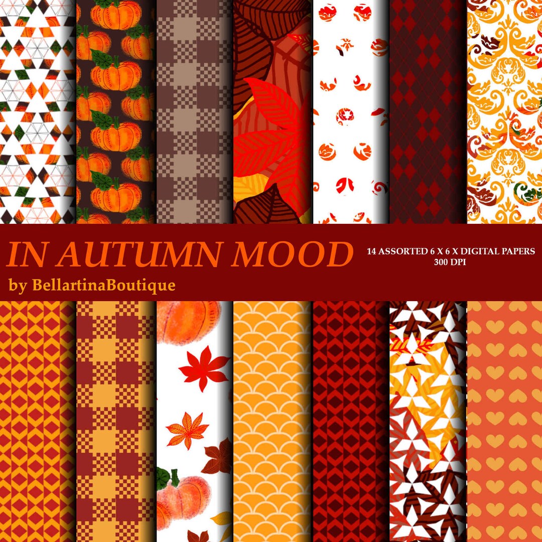 Autumn Leaves and Pumpkin Digital Paper - Etsy UK