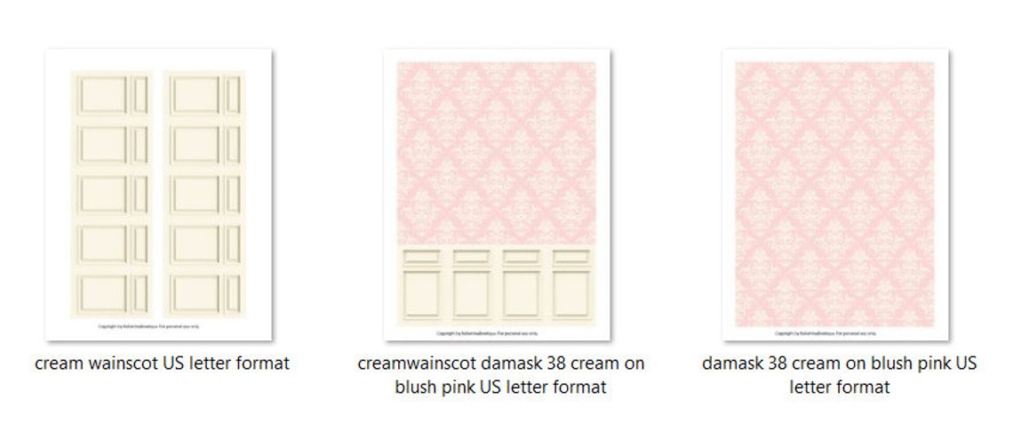 Dollhouse Wallpaper Digital Download Printable Miniature Floral Damask ...