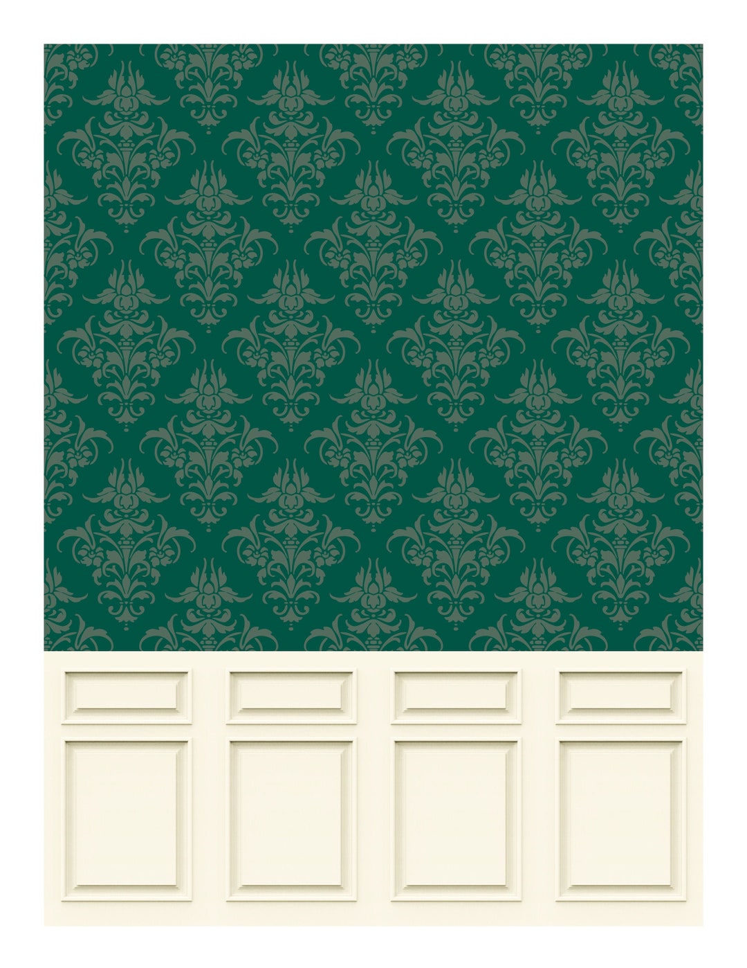 Dollhouse Wallpaper Digital Download Printable Miniature Floral Damask ...
