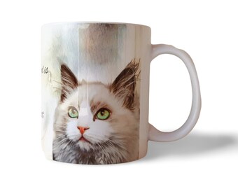 Ragdoll Cat Mug, Optional Coaster, Large 11oz Coffee or Tea Cup, Original Handmade Design