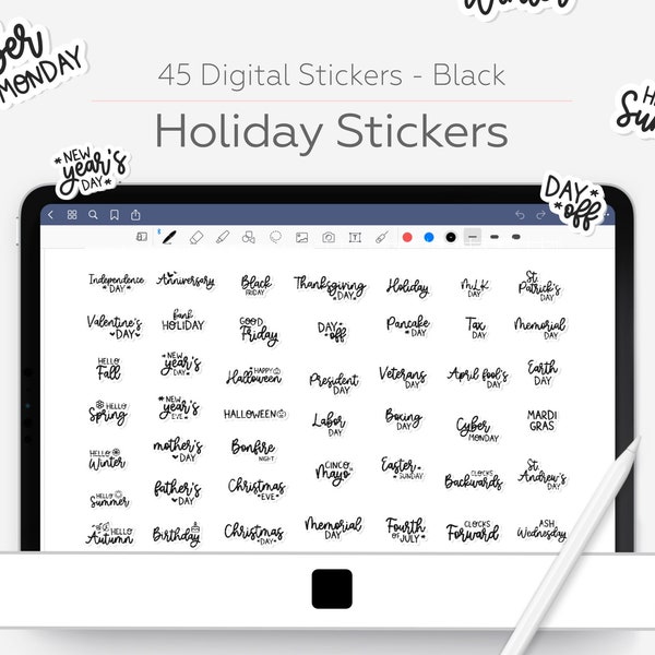 Digital Stickers, Holiday Stickers, GoodNotes Stickers, Special Days Stickers, Calendar Stickers, Bank Holidays, Yearly Events, UK/US