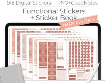 Digital Sticker Book, Functional Digital Stickers, Digital Sticker Album, Warm Neutrals Digital Stickers