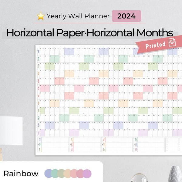 2024 Wall Calendar, 2024 Wall Planner, Large Wall Calendar, Large Wall Planner, Large Wall Calendar 2024, Wall Calendar Rainbow, PRINTED