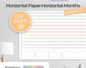 Dry Wipe Planner, Dry Erase Calendar, Forever Calendar, Wall Calendar Yearly, Perpetual Calendar, Infinite Calendar, Wall Planner, Rainbow