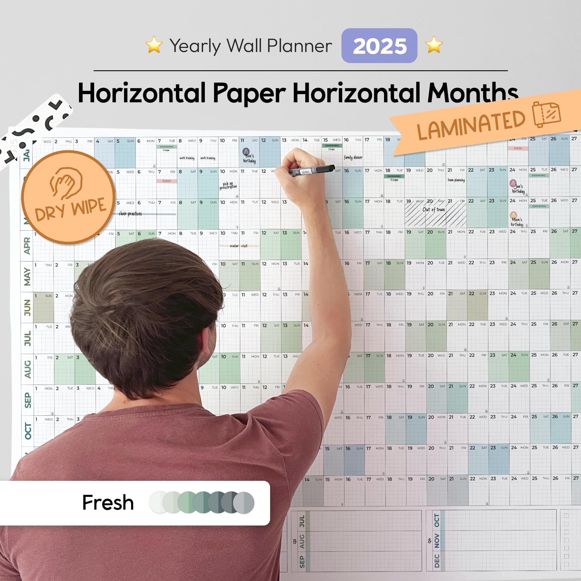 Laminated Calendar 2025, Wall Calendar Dry Erase, Giant Wall Calendar 2025, Office Gift for Him, Color: Fresh - LAMINATED - Etsy laminated-calendar-2025-wall-calendar-dry-erase-giant-wall-calendar-2025-office-gift-for-him-color-fresh-laminated-etsy