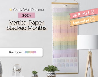 Large Wall Calendar, Large Wall Planner, Wall Calendar 2024, Large Wall Calendar 2024, Vertical Calendar, Dry-Wipe Calendar, Rainbow 2024