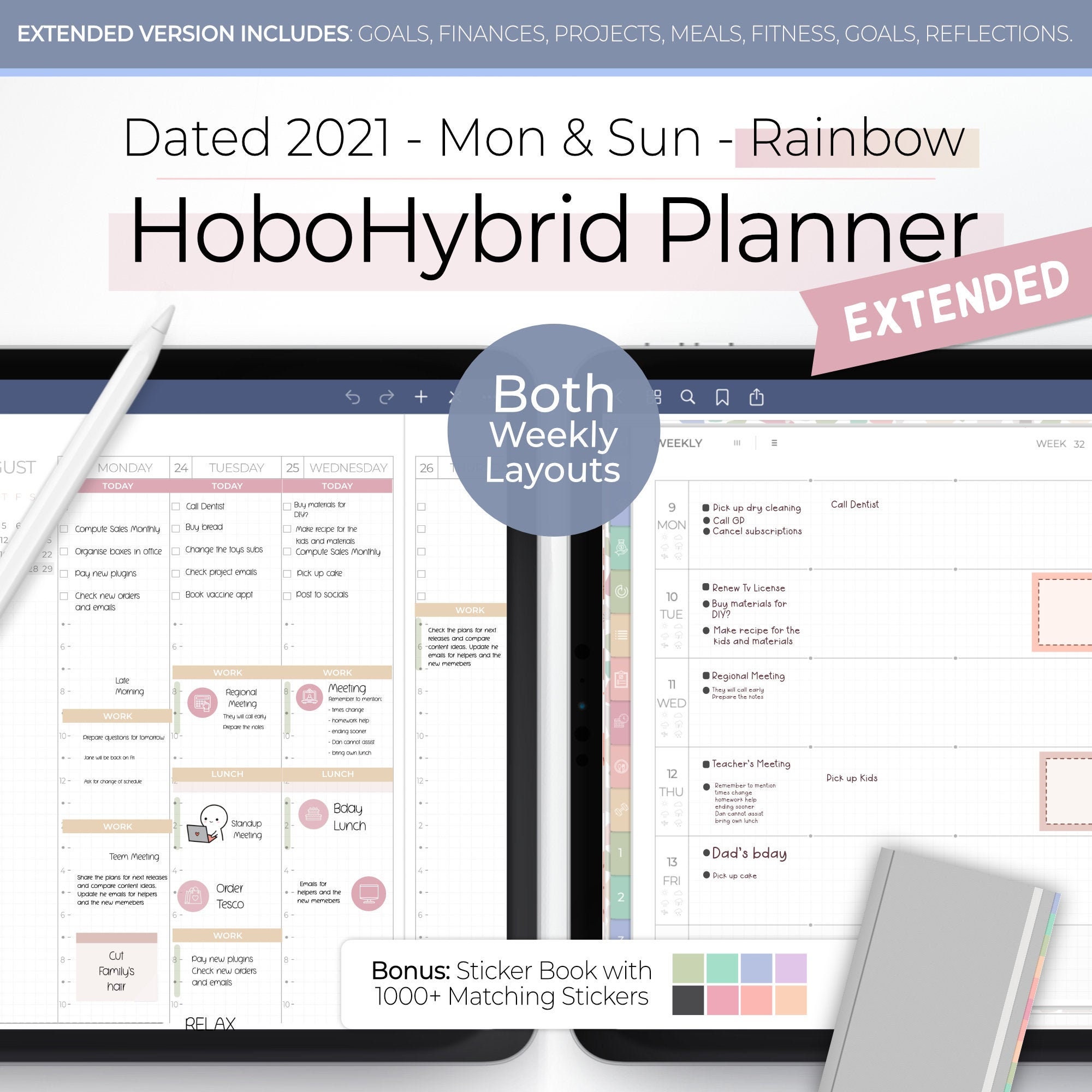 Digital Hobonichi 2021 Digital Planner HoboHybrid Planner Etsy