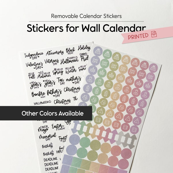 Stickers for Wall Planner, Calendar Days stickers, UK Holiday Planner Stickers, USA Holiday Planner Stickers, Yearly Bank Holiday,