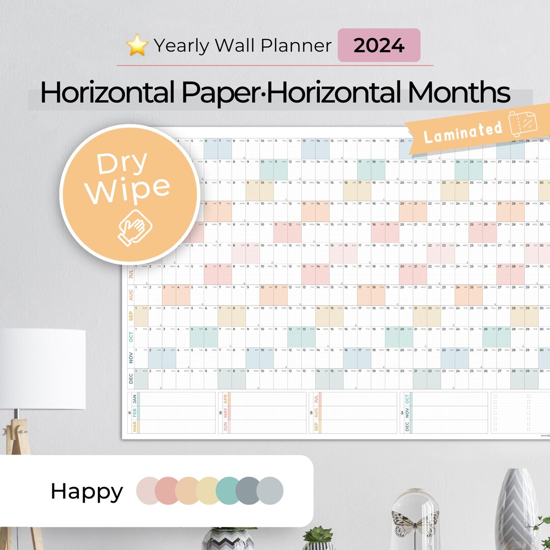 Wall Calendar 2024 Wall Calendar Drywipe Year at a Glance Etsy