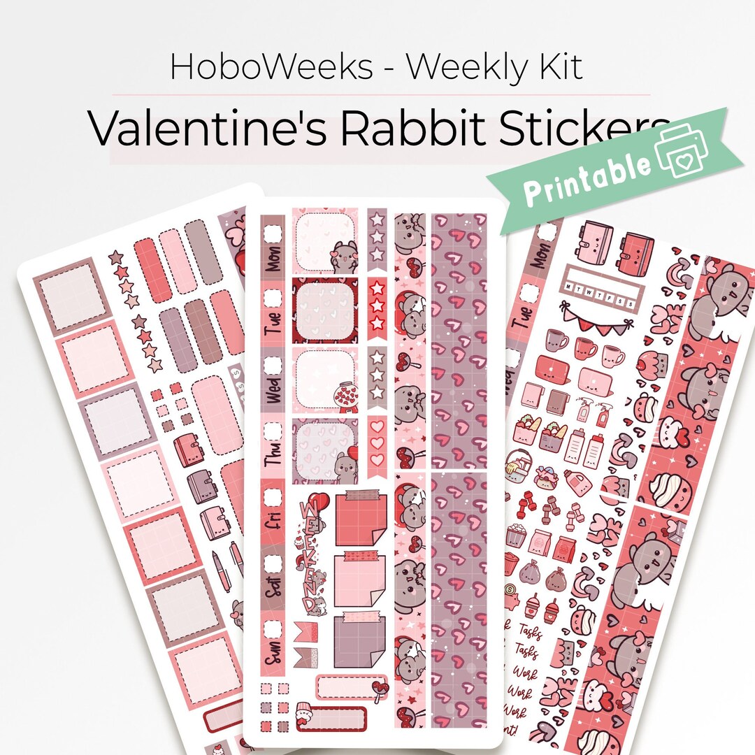 Printable Valentines Day Stickers, Weekly Kit Stickers, Hoboweeks ...