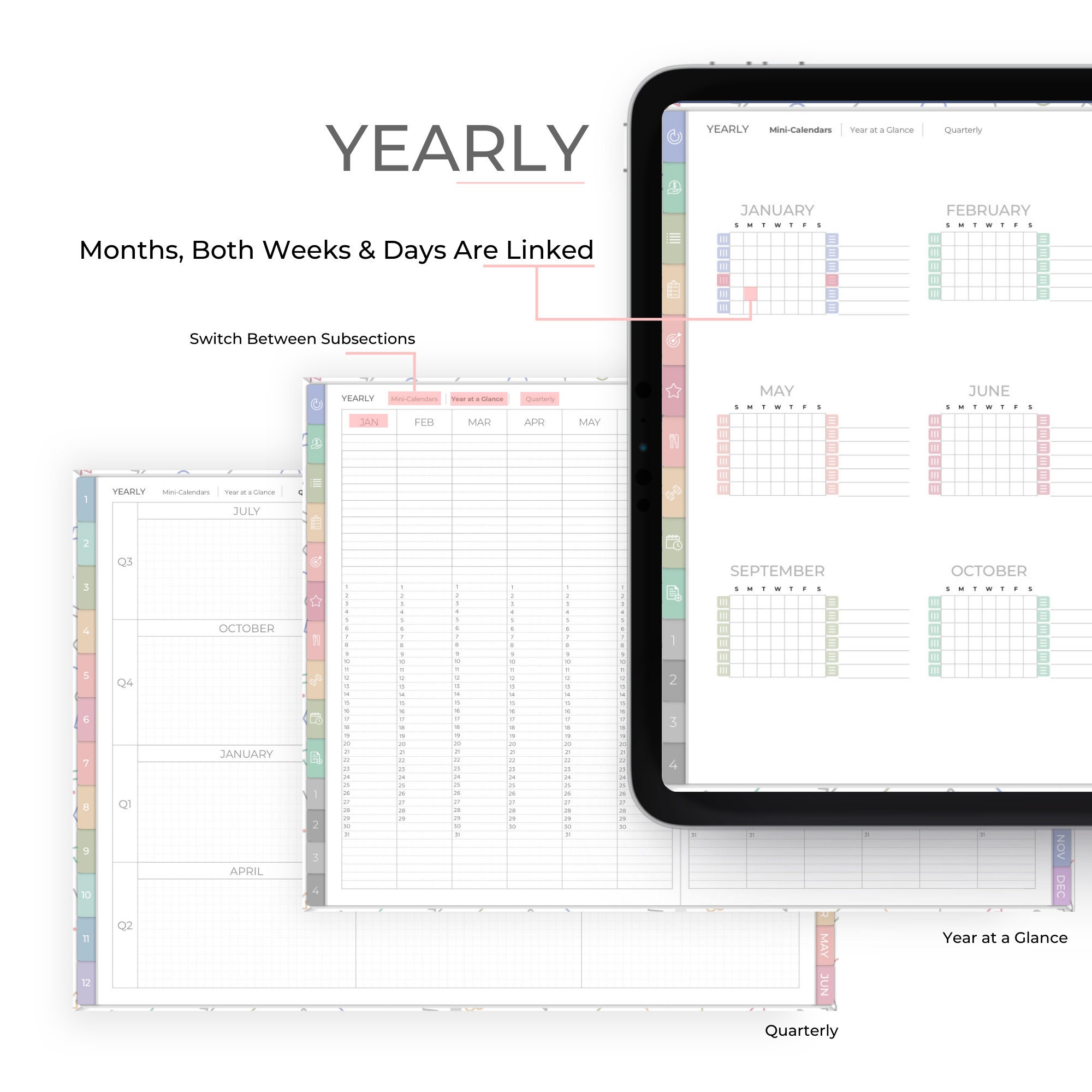 Digital Planner Undated, Digital Planner Minimalist, Hybrid Weeks: Two ...