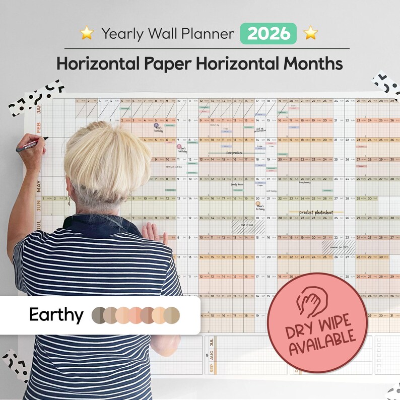 2026 Yearly Wall Calendar, Giant Calendar 2026, Wall Calendar 2026, Dry ...