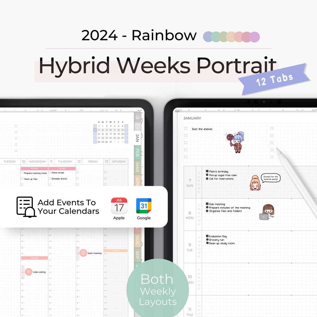 2024 Digital Planner With Google Calendar Links 2024 Digital Etsy