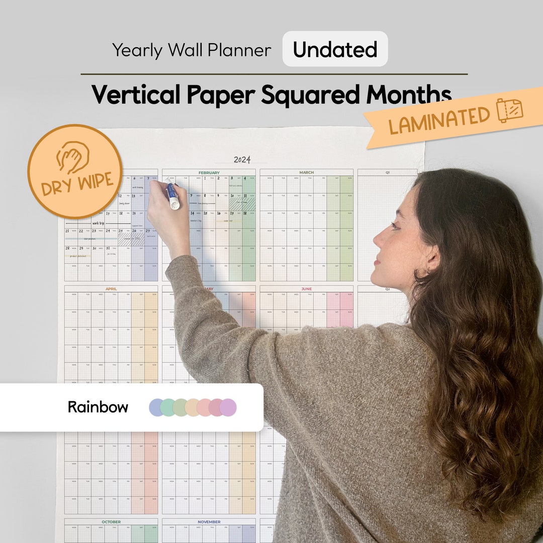 Undated Drywipe Calendar, Perpetual Wall Calenda, Wall Calendar Dry