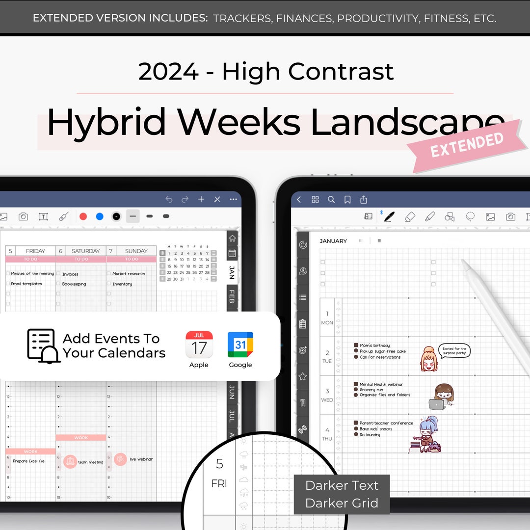 2024 Digital Planner With Google Calendar Links, 2024 Digital Agenda