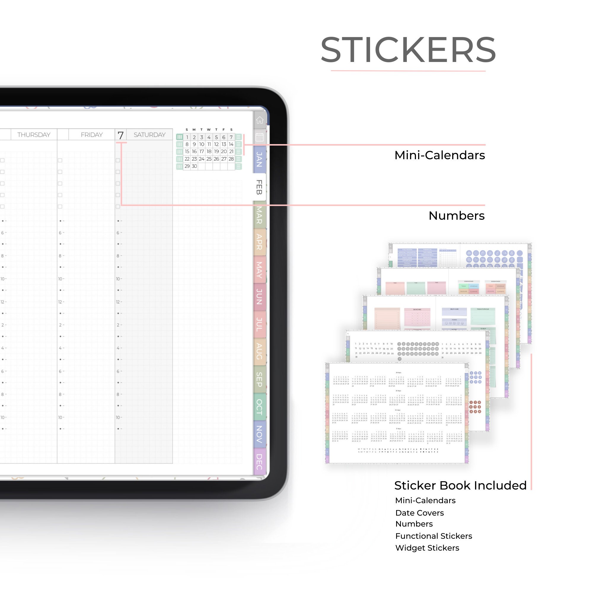 Digital Planner Undated, Digital Planner Minimalist, Hybrid Weeks: Two ...