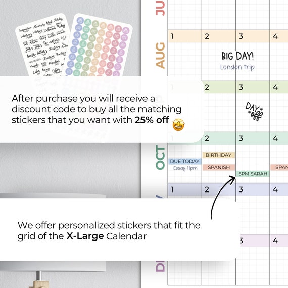 Removable Stickers For Wall Planner, Family Calendar Stickers • DigiSparkles