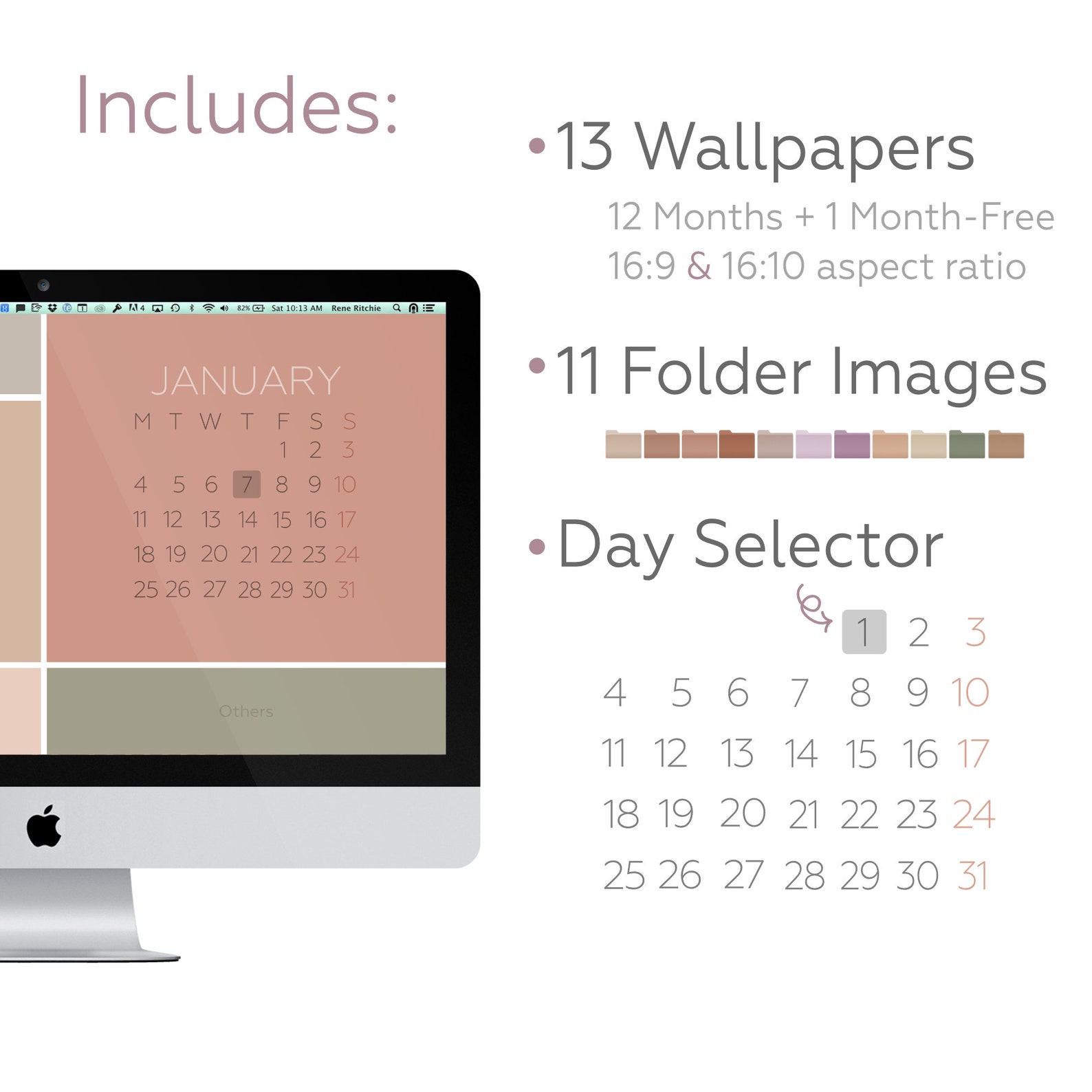 Desktop Calendar Desktop Wallpaper Calendar Desktop Etsy