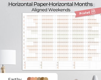2024 Wandkalender, Großer Wandkalender, Büro Wandplaner, Großer Wandkalender 2024, Wandkalender. Aligned Weekends - Earthy - GEDRUCKT
