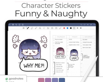 Character Digital Stickers, Character Digital Stickers, Kawaii Stickers, Funny & Naughty Planner Stickers, Bad Words Planner Stickers