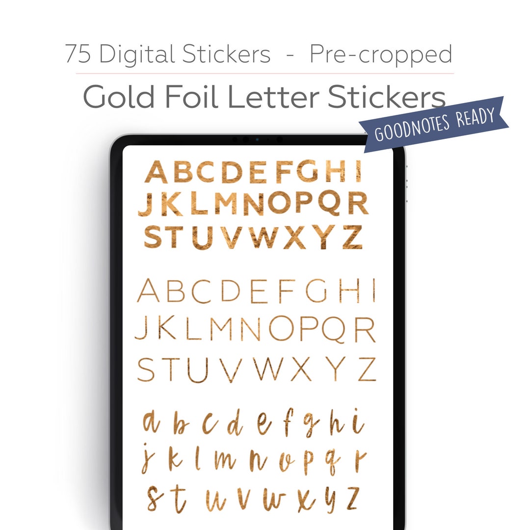 Sticker Notes Gold Gold Foil Digital Stickers, Letters Digital Stickers, Digital Stickers ...
