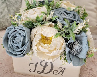 Monogram custom box with wood flowers