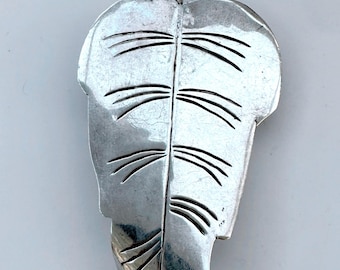 Vintage Modernist Mexican Silver Leaf Pin