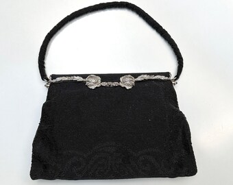 Vintage beaded black evening clutch