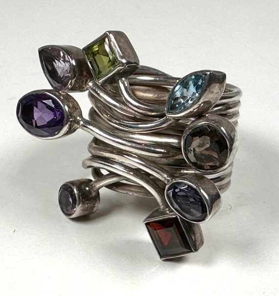 Sterling silver multi-cut stone ring