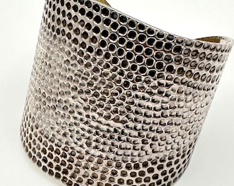 Vintage Mexican 925 Sterling Silver Cuff with Hammered Design