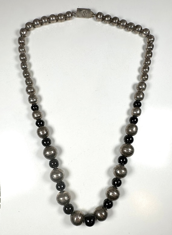 925 Taxco Mexico silver + onyx beads
