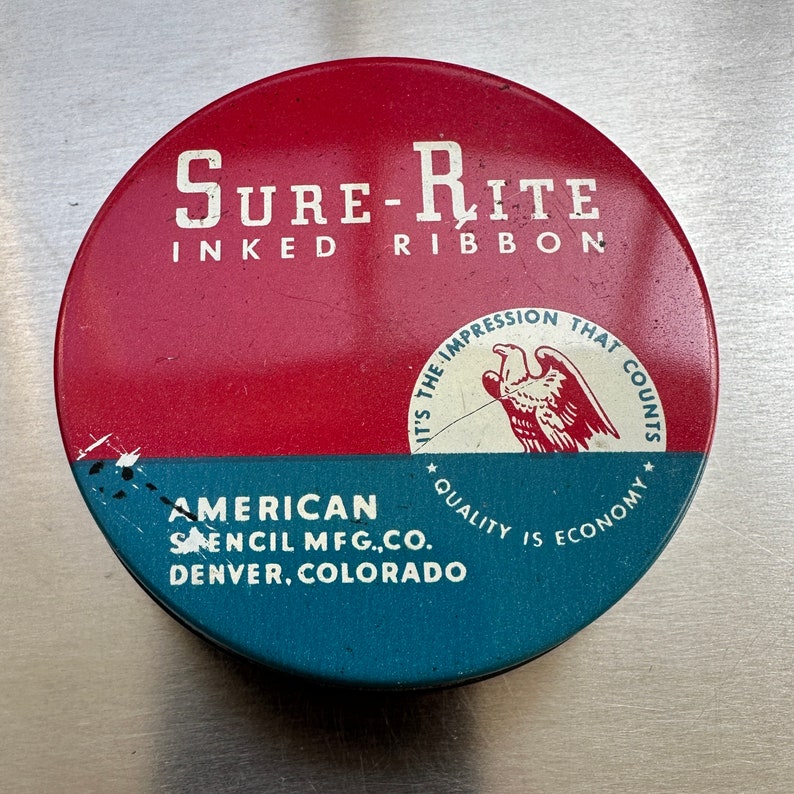 Vintage Typewriter Ribbon Tin - Sure-rite - Etsy