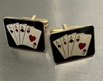 Playing card enamel cufflinks