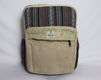 Men & Women Backpack Rucksack Vegan Everyday Bag Zip Closure Durable Hemp with Laptop Compartment Vintage Look