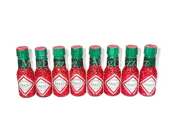 Mini Hot Sauce Bottle Bling | Mini Stocking Stuffer | Miniature Size | Bedazzled Hot Sauce | Gift Hot Sauce Lover | Mini Favor | Mini Food