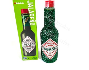 Hot Sauce Bling | Green Pepper Sauce | Hot Sauce Rhinestone Bottle | Bedazzled Hot Sauce | Bling Hot Sauce | Jalapeño Sauce Bling